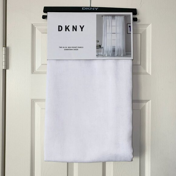 DKNY 50 x 84 DOWNTOWN SHEER White Window Curtains 2 Panels Drapes Set. - Picture 2 of 11
